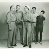 Edmund Baylies (Capt. George Brackett), Wesley Addie (Cmdr. William Harbison), Dort Clark (Luther Billis), Jeff Harris (Stewpot) and Art Ostrin (Professor) in the 1961 revival of South Pacific