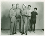 Edmund Baylies (Capt. George Brackett), Wesley Addie (Cmdr. William Harbison), Dort Clark (Luther Billis), Jeff Harris (Stewpot) and Art Ostrin (Professor) in the 1961 revival of South Pacific