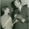 Florence Henderson (Nellie Forbush) and Mayor John V. Lindsay backstage at the the 1967 revival of the stage production South Pacific