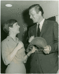 Florence Henderson (Nellie Forbush) and Mayor John V. Lindsay backstage at the the 1967 revival of the stage production South Pacific