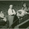 Richard Rodgers (music) and Agnes De Mille (director and choreographer) and others at rehearsal for Allegro