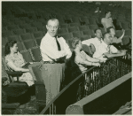 Richard Rodgers (music) and Agnes De Mille (director and choreographer) and others at rehearsal for Allegro