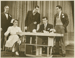 Lawrence Fletcher (Dr. Bigby Denby), Lisa Kirk (Emily West), Stephen [Alden] Chase (Brook Lansdale), John Battles (Joseph Taylor, Jr.) and John Conte (Charlie Townsend) in Allegro
