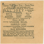 Theatre listing for the 1952 revival of Pal Joey