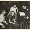 Ray Heatherton (Val Lamar), Mitzi Green (Billie Smith), Duke McHale (Peter) and unidentified man (holding script) in rehearsal for Babes in Arms]