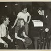 Ray Heatherton (Val Lamar), Mitzi Green (Billie Smith), Duke McHale (Peter) and unidentified man (holding script) in rehearsal for Babes in Arms