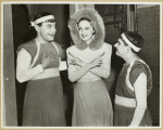 Jimmy Savo (Dromio of Syracuse), Dorothy Lamour and Teddy Hart (Dromio of Ephesus) backstage at The Boys from Syracuse