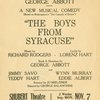 George Abbott presents A new musical comedy (Based on Shakespeare's "The comedy of errors") "The boys from Syracuse"
