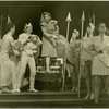 Ray Bolger (Sapiens), Benay Venuta (Hippolyta) Constance Moore (Antiope) and cast in By Jupiter