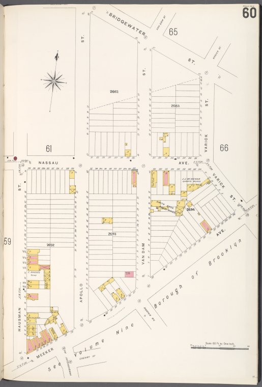 Brooklyn V. 4, Plate No. 60 [Map bounded by Bridgewater St., Varick St ...