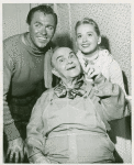 Howard Keel (Billy Bigelow), Victor Moore (Starkeeper) and Barbara Cook (Julie Jordan) in the 1957 revival of Carousel