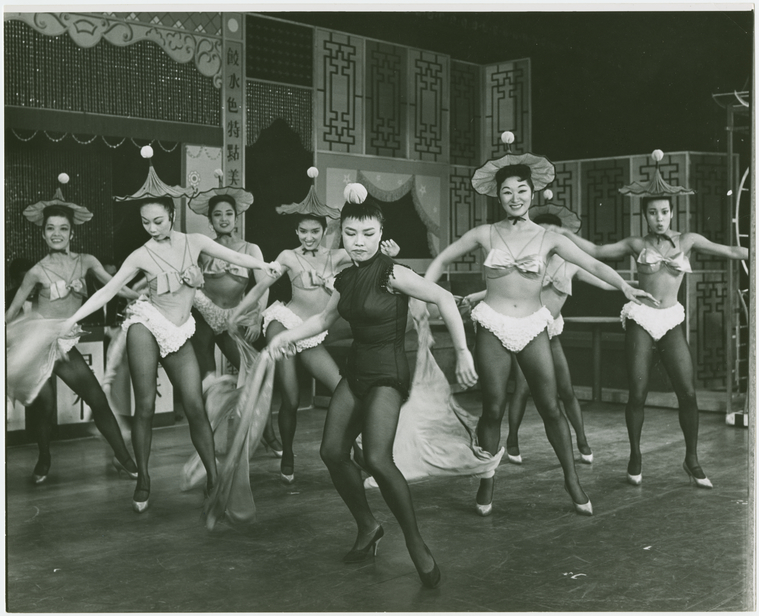 Pat Suzuki (Linda Low) and dancers in Flower Drum Song NYPL Digital