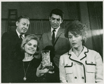 Jack Manning (Mr. McIlhenny), Madeleine Sherwood (Mrs. McIlhenny), Sergio Franchi (Renato Di Rossi) and Elizabeth Allen (Leona Samish) in rehearsal for Do I Hear a Waltz?