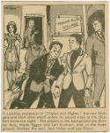 A carefree expression of "Higher and higher," the new Rodgers and Hart show which enters its second week at the Shubert tomorrow night. The players in the background are Shirley Ross, Marta Eggert and Leif Ericson, and, in the foreground, Sharkey the seal, Jack Haley and Lee Dixon