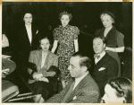 Seated: Vera Zorina (Angel), Richard Rodgers (music), Dennis King (Count Willy Palaffi) and cast members of I Married an Angel in rehearsal)
