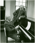 Richard Rodgers (music) and Nicol Williamson (Henry VIII) in rehearsal for Rex