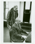 Nicol Williamson (Henry VIII) and Richard Rodgers (music) in rehearsal for Rex