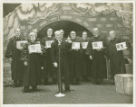 Front row: John Cherry (Chief Justice) and George M. Cohan (President); Back row (not in order): Jack Barnes, Donald C. Carter, Martin Fair, Jay Hunter, Beau Tilden, Edward Harrington, Robert Howard and Fred Nay in I'd Rather Be Right