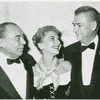 Richard Rodgers (music), Mary Martin (Maria Rainer) and Oscar Hammerstein II (lyrics) at the opening night of The Sound of Music