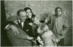 Richard Rodgers (music) with Evanna Lien (Gretl), Mary Susan Locke (Marta), Marilyn Rogers (Brigitta), Kathy Dunn (Louisa) and Joseph Stewart (Kurt) backstage at The Sound of Music