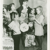 Leslie Smith (Gretl replacement), Nita Novy (Brigitta replacement), Nancy Dussault (Maria Rainer replacement), Donna Scott (Marta/Gretl understudy replacement) and Christopher Norris (Marta replacement) of The Sound of Music as they move their belongings from the Lunt-Fontanne Theatre to the Mark Hellinger Theatre