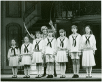 Mary Mazzello (Gretl), Lauren Gaffney (Marta), Kia Graves (Brigitta), Debby Boone (Maria Rainer), Ted Huffman (Kurt), Kelly Karbacz (Louisa), Richard A. Blake (Friedrich) and Emily Loesser (Liesl) in the 1990 revival of The Sound of Music