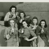 Marcy Westcott (Consuelo Casey) and Mary Jane Walsh (Eileen Eilers) in front and cast in Too Many Girls