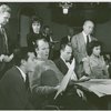 Mitchell Gregg (Louis de Pourtal), Don Chastain (Mike Robinson), Richard Kiley (David Jordon), Bernice Massi (Comfort O'Connell), Milton Greene (assistant conductor), Richard Rodgers (music) and Diahann Carroll (Barbara Woodruff) at rehearsal for No Strings