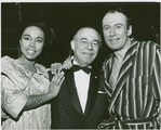 Diahann Carroll (Barbara Woodruff), Richard Rodgers (music) and Richard Kiley (David Jordon) backstage at No Strings
