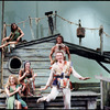 Walter Willison, Tricia O'Neil [seated above], Madeline Kahn [seated below], Joan Copeland [seated center], Michael Karm [background], Danny Kaye [foreground] and Harry Goz in the stage production Two by Two