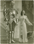 Robert Byrn (Sir Kay, The Seneschal) and Mimi Berry (Angela, Hand-maiden to Queen Morgan La Fay) in the 1943 revivial of A Connecticut Yankee