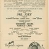 Program for the 1952 revival of Pal Joey, at  The Broadhurst Theatre