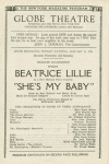 Program (dated 1/16/1928) for She's My Baby at the Globe Theatre (New York, N.Y.)