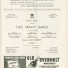 Program for Too Many Girls, dated November 20,1939, at the Imperial Theatre