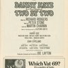 Program for the opening night  of Two By Two, at the Imperial Theatre, November 10, 1970