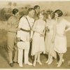 L to R: Unidentified actor, Charles King (Chick Evans), Fuller Melish, Jr. (McKenna), Flora Le Breton (Lady Delphine Witherspoon), unidentified actress and Joyce Barbour (Edna Stevens) in Present Arms