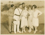 L to R: Unidentified actor, Charles King (Chick Evans), Fuller Melish, Jr. (McKenna), Flora Le Breton (Lady Delphine Witherspoon), unidentified actress and Joyce Barbour (Edna Stevens) in Present Arms