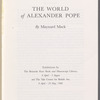 The world of Alexander Pope