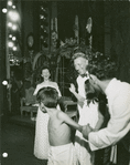 Mary Martin (Nellie Forbush), Ezio Pinza (Emile de Becque), Michael or Noel DeLeon (Jerome), Barbara Luna (Ngana) and Richard Silvera (Henry) in South Pacific