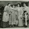 Betty Garde (Aunt Eller), Joan Roberts (Laurey), Jane Lawrence Smith (Gertie) and Alfred Drake (Curly) in Oklahoma!