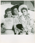 Joan Roberts (Laurey), Alfred Drake (Curly) and Celeste Holm (Ado Annie) in Oklahoma!