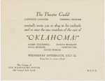 Invitation from the Theatre Guild to a party (July 12, 1944) to meet replacement cast members in Oklahoma!