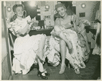 Joan Roberts (Laurey) and Celeste Holm (Ado Annie) backstage at Oklahoma!