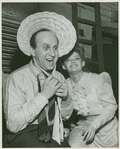 Howard Da Silva (Jud Fry) and actress backstage at Oklahoma!