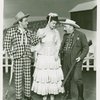 Jerry Mann (Ali Hakim), Jacqueline Sundt (Ado Annie) and Dave Mallen (Andrew Carnes) in the 1951 revival of Oklahoma!