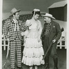 Jerry Mann (Ali Hakim), Jacqueline Sundt (Ado Annie) and Dave Mallen (Andrew Carnes) in the 1951 revival of Oklahoma!