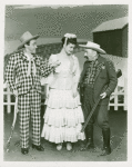 Jerry Mann (Ali Hakim), Jacqueline Sundt (Ado Annie) and Dave Mallen (Andrew Carnes) in the 1951 revival of Oklahoma!