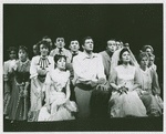 Peter Palmer (Curly), Louise O'Brien (Laurey), and cast in the 1963 revival of Oklahoma!