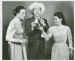 Ruth Kobart (Aunt Eller), Jules Munshin (Ali Hakim), and Susan Watson (Laurey) in the 1965 revival of Oklahoma!