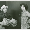 Jules Munshin (Ali Hakim), Karen Morrow (Ado Annie), and Richard France (Will Parker) in the 1965 revival of Oklahoma!